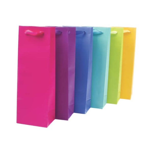 12 Stück PaperStyle Geschenktasche 54996 Flaschentragetasche | 36x12,5x9cm, allgemein, Schleifenband, sortiert - Farbwahl nicht möglich, 12,5cm x 36